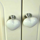 4pcs Handle Ceramic Door Knob Heart Shape for Closet Drawer White E7V8
