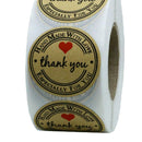 1 Roll Of 500pcs Round Kraft Thank You Stickers Self Adhesive Labels Brown