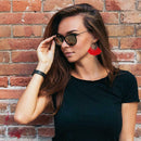 Boho Tassel Dangle Earrings Women Ethnic Fringe Ear Drop Jewelry (Red) A