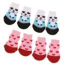 8 PCS Blue and Pink Anti-Slip Knit Socks for pets Rubber Reinforcement for