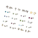 20 Pairs Assorted Cute Crystal Ear Stud Earrings Simple Cross Animal Stars
