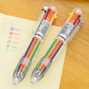 4Pcs 6 in 1 Multicolor Rainbow Ballpoint Ball Point Pen Students Office I6C8