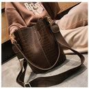Women Large Capacity Alligator Bucket Bags Crocodile Pattern Handbag Casual