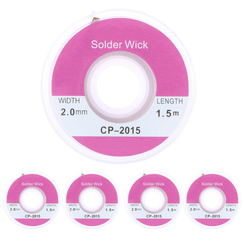 5PCS 5ft 2.0mm Desoldering Braid Solder Remover Sucker Flux Wick Cable Wire