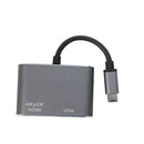 USB Type-C to HDMI VGA 4K 30Hz Video Adapter for PC TV Projector (Grey)