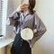 Creative Round Shoulder Bag Leather Small Women Crossbody Handbag (White) A#S