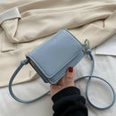 Leather Women Messenger Bag Mini Square Shoulder Satchel Handbags (Blue) A