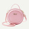 Women Round Shoulder Bag Alligator PU Circle Zip Crossbody Handbag (Pink)