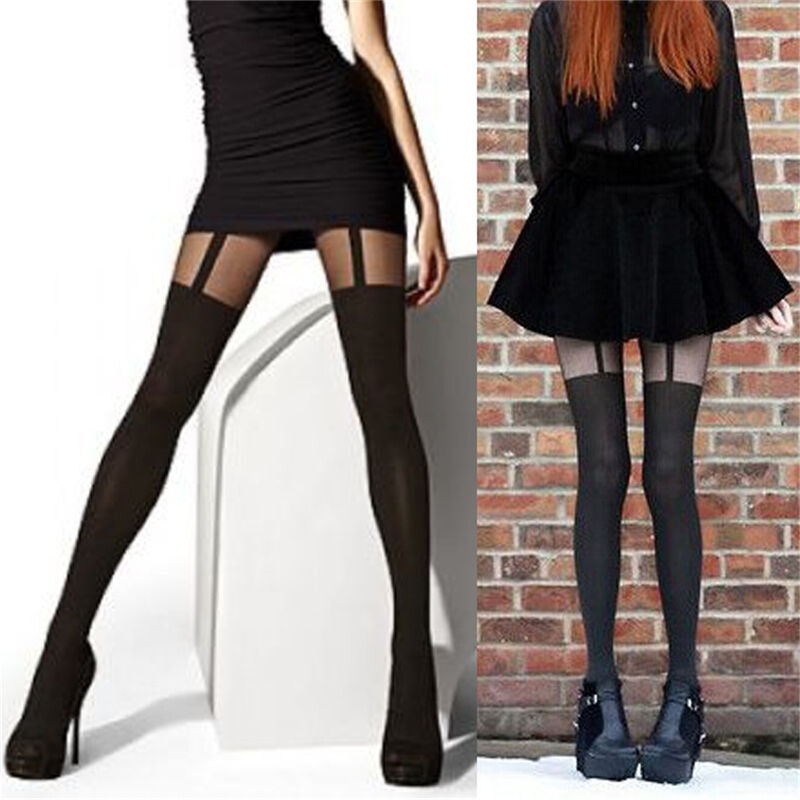 Fashion Women Temptation Sheer Mock Suspender Tights Pantyhose Stockings B Gw