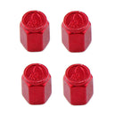 Motorbike 12x12MM Car Red Wheel Tyre Tire Valve Dust Stems Air Cap Pack of 4