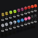 20 Pcs Mixed Cube Dice Lip Ear Studs Rings Tragus Labret Body Piercing Bars Delu