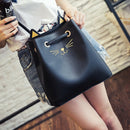 New Large Capacity PU Cute Cat Pattern Cross-Body Bags String-Drawn Single