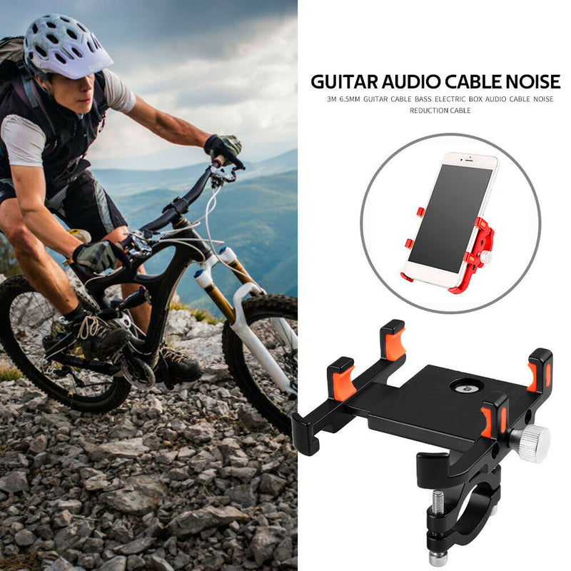 Bicycle Phone Holder Aluminum Motorcycle Handlebar Support Stand (Black) A