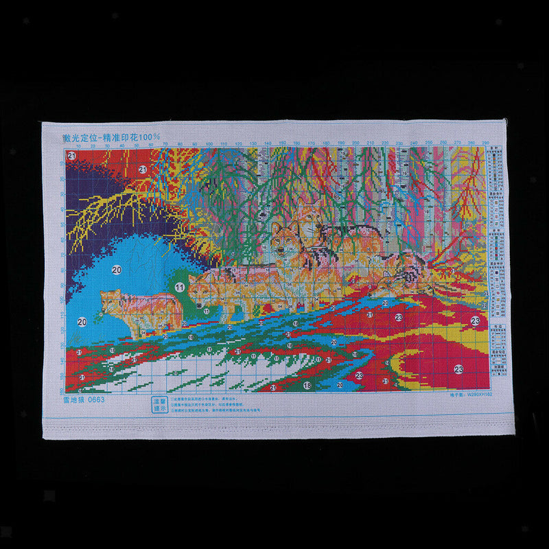 1 Set Cross Stitch Material Package with Wolf Pattern