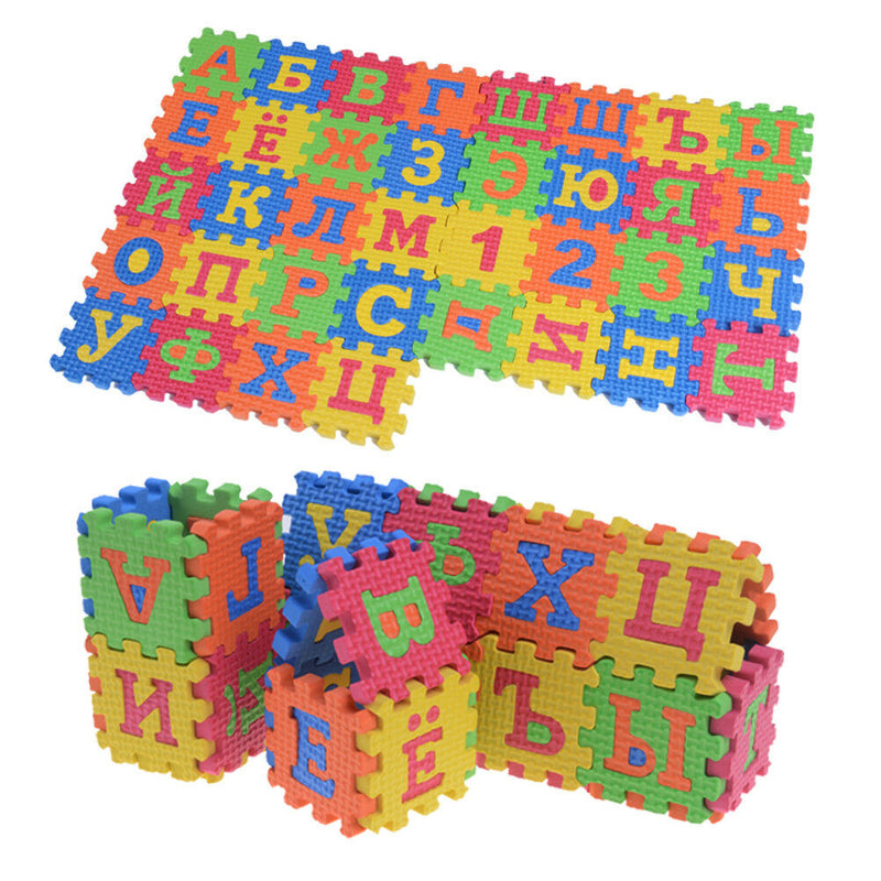 60Pcs EVA Foam Russian Alphabet Letters Numbers Floor Baby Mat Learn t-PN FT