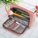 Large Capacity Pencil Case Canvas Pen Bag Girl Cosmetic Storage Bag (Pink) A
