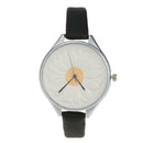 Women Leisure Round Sunflower Pattern Watch Quartz Wristwatch(Black)
