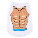 Pet Dogs Funny Cute Muscle Print White Bikini Beach T-Shirt Vest Clothes Size S