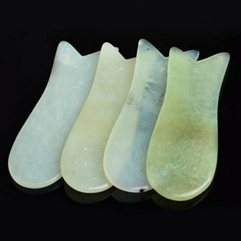 2X Natural Facial Gua Sha Jade Stone Guasha Board Scrape Therapy Massag GKD