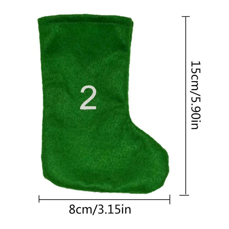 24PCS 7" Christmas Mini Stockings digital Countdown Stock Candy Storage Stocking