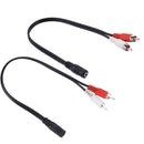 2x 3.5mm Stereo Female Mini Jack to 2 Male RCA Plug Adapter Audio Y Cable