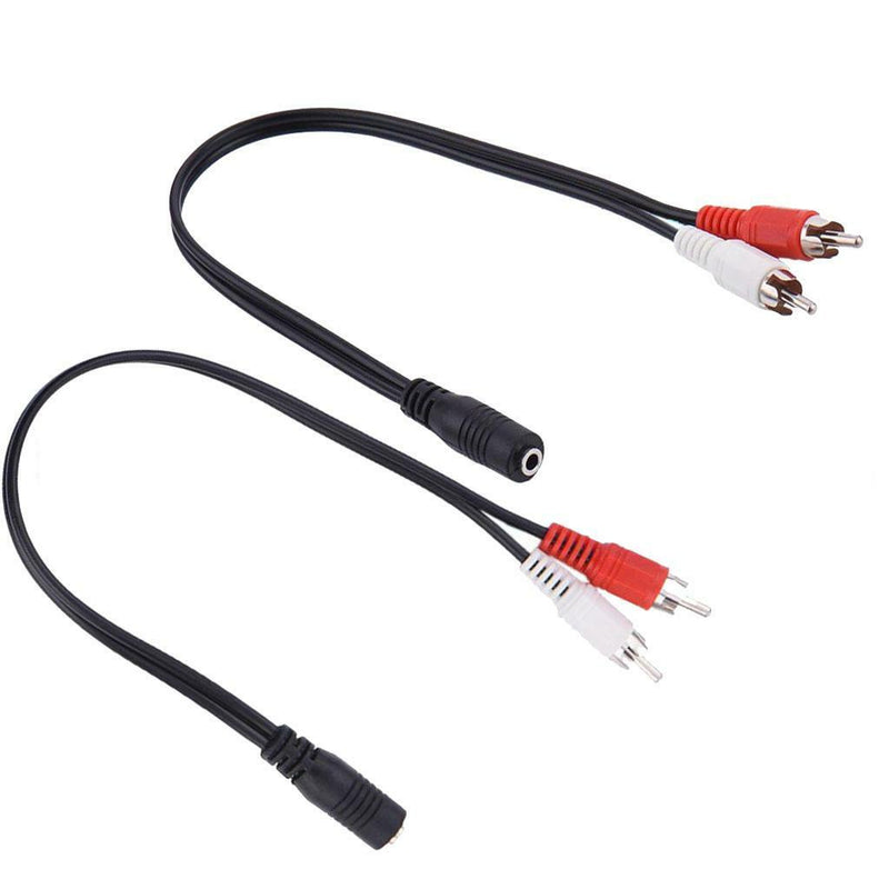 2x 3.5mm Stereo Female Mini Jack to 2 Male RCA Plug Adapter Audio Y Cable