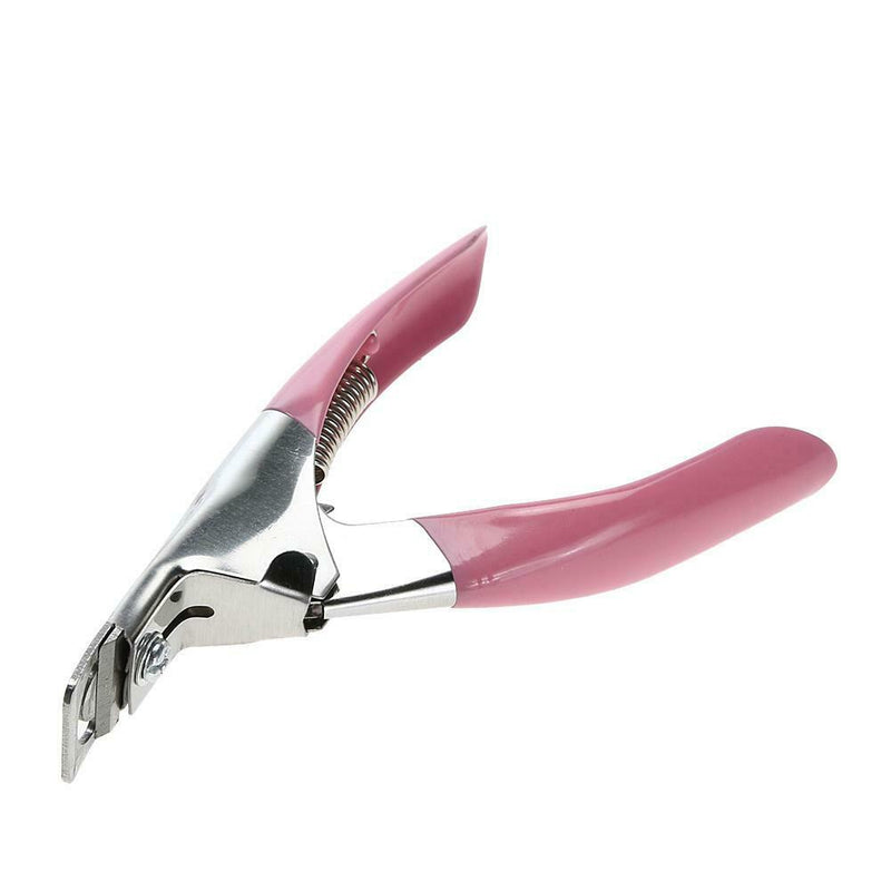 Manicure Cutter Clipper False Nail U One Word Cut Stainless Steel (Pink)