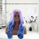 High Temperature Fiber Long Wavy Wigs Women Gradient Middle Part False Hair