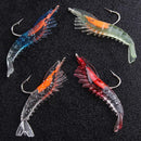 4pcs 3g/6cm Soft Silicone Fishing Lure Luminous Shrimp Bait w/ Barbed Hook