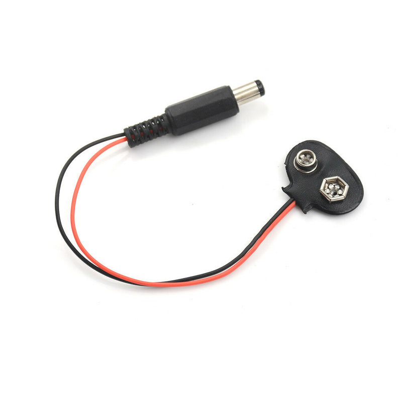 5pcs 9V Battery Snap T-Type cable 2.5x5.5mm Male DC Power Plug to 9V Battter Gn