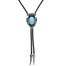 Blue  Turquoise Bola Bolo Tie Western Cowboy Rodeo Necktie
