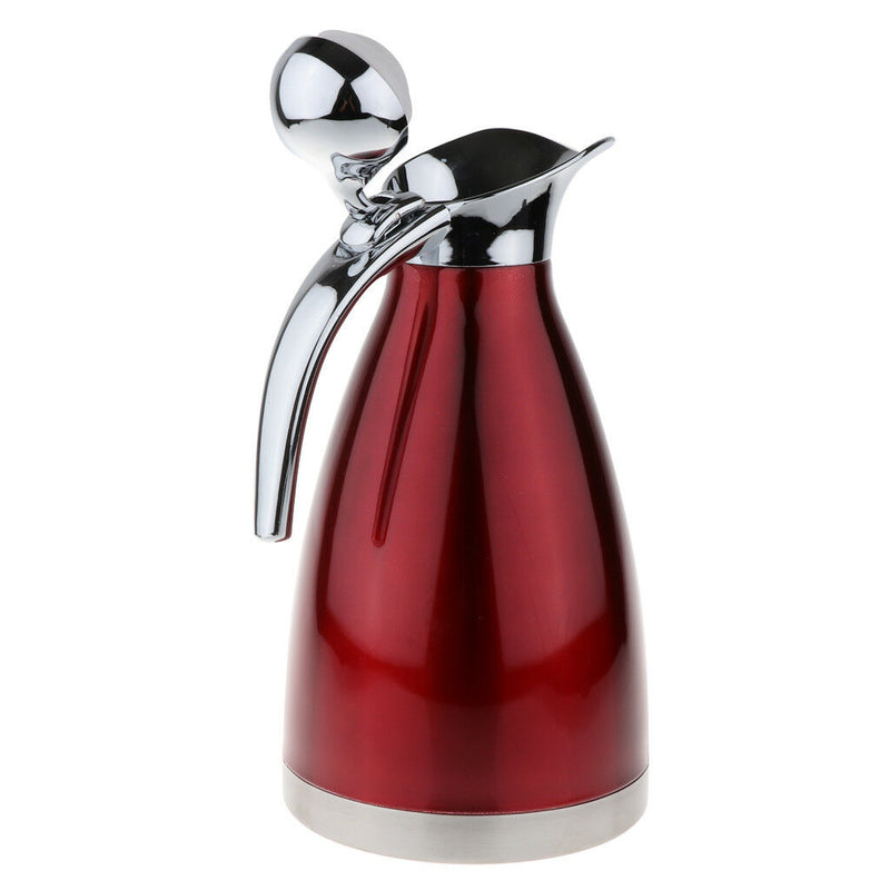 1.5L Stainless Steel Tea Water Pot Double-Wall Insulated Coffee Carafe Red