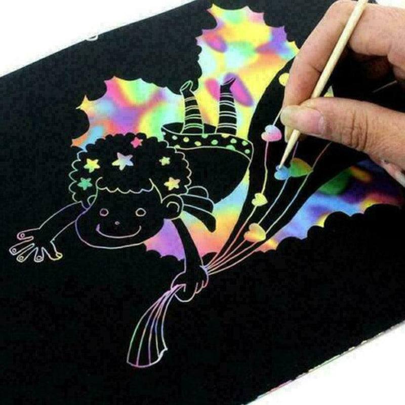 16K Colorful Scratch Paper Kids Creative Magic Drawing Scratch O0X9 Pen Pap X6X6