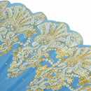 Chinese Style Bling Flower Pattern Party Wedding Folding Hand Fan sky blue