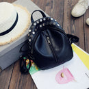Small Women Backpacks Rivet Zipper Pu Leather Student Backpack Fashion Bag  R9Q6