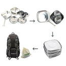 Backpacking Camping Cookware Pot Set Outdoor Mess Kit Stainless Steel Campi
