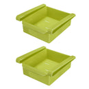 2pcs Slide Kitchen Fridge Freezer Space Saver Organizer Storage Rack(Green)