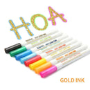 2 Sets Double Line Outline Pens 8 Color Self Outline Metallic Markers Poster DIY