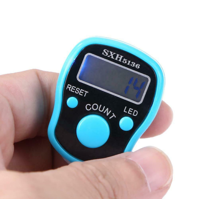 Stitch Marker Finger Ring Counter LED Light Electronic Tally Counter (Blue)