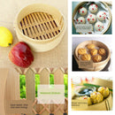 2X Chinese Bamboo Steamer Basket Round Dim Sum Chicken Steamer Tray 20cm