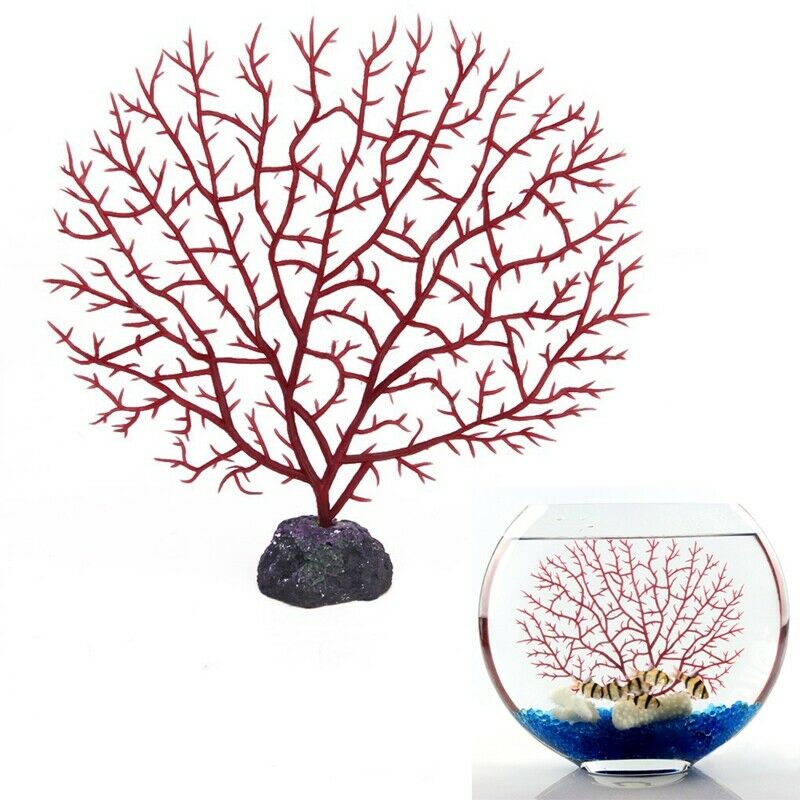 Aquarium Artificial Red Coral Underwater Plants Ornament Decorating
