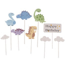9pcs Birthday Cake Topper Cupcake Cartoon Cloud Dinosaur Cake Decorating Kids3C