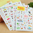 6 Sheets Cartoon Stickers DIY Calendar Diary Book Scrapbook Crafts Set