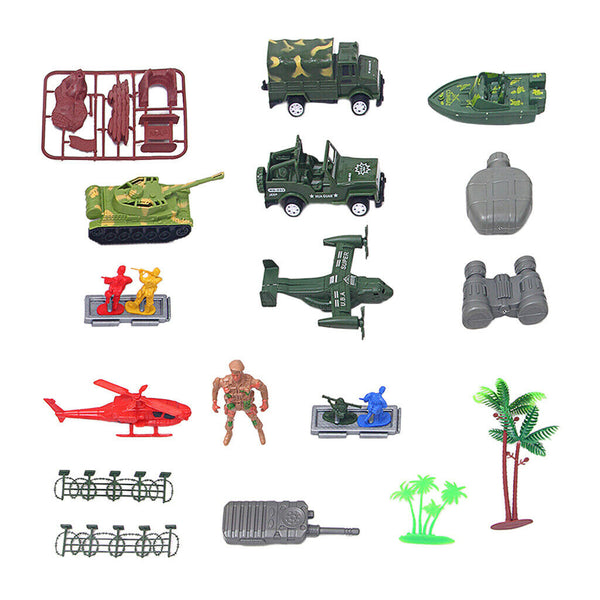 MagiDeal Set Of 17 Simulation Tank Aircraft Soldier Figures  Scene Decor