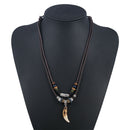 Charm Men's Wolf Tooth Pendant Leather Beaded Weaved Necklace Gift Boho Jewelry