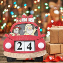 Christmas Calendar Pendant Wooden Santa Claus Home Office Desktop Ornament Decor