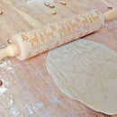 Christmas Snowflake Elk Wooden Rolling Pin Dough Engraved Roller DIY Tool