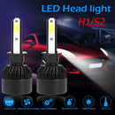 2x S2 Series COB LED Car Headlight Bulbs 8000lm Auto LED Bulbs Black (H1)