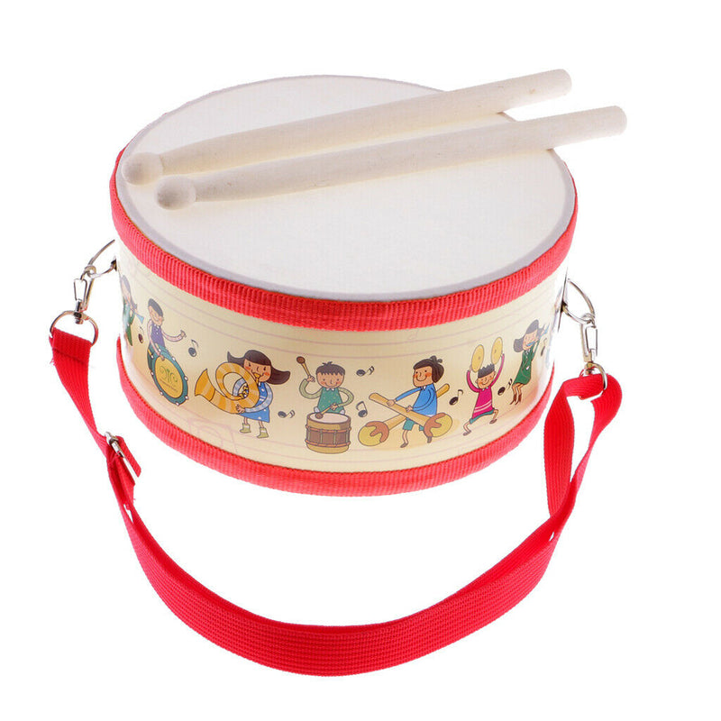 1 Set Hand Percussion Snare Drum with Wood Sticks for Kids Musical Toys