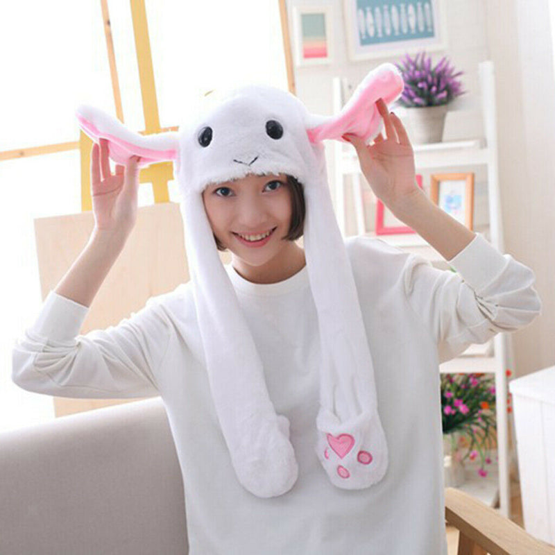 Bunny Head Hat Ears Moving Cute Super Soft Plush Animal Hat Gift for Children &
